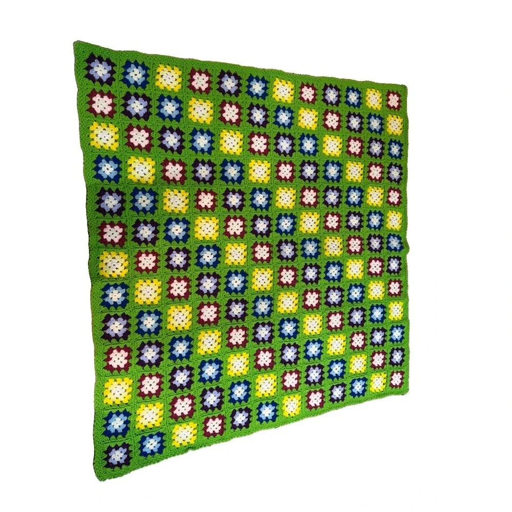 Handmade Vintage Granny Afghan Crochet Boho Throw Blanket 54x57